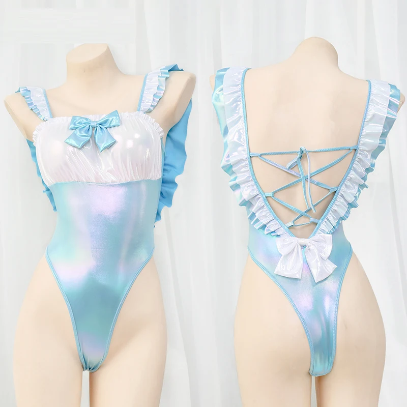 Cute Girl Maid Cosplay Blue Laser One-piece Swimstuit Unifrom Lolita Ruffles Bowknot Lace Up Backless Bodysuit Swimwear Outfits
Cute Girl Maid Cosplay Blue Laser One-piece Swimstuit Unifrom Lolita Ruffles Bowknot Lace Up Backless Bodysuit Swimwear Outfits
