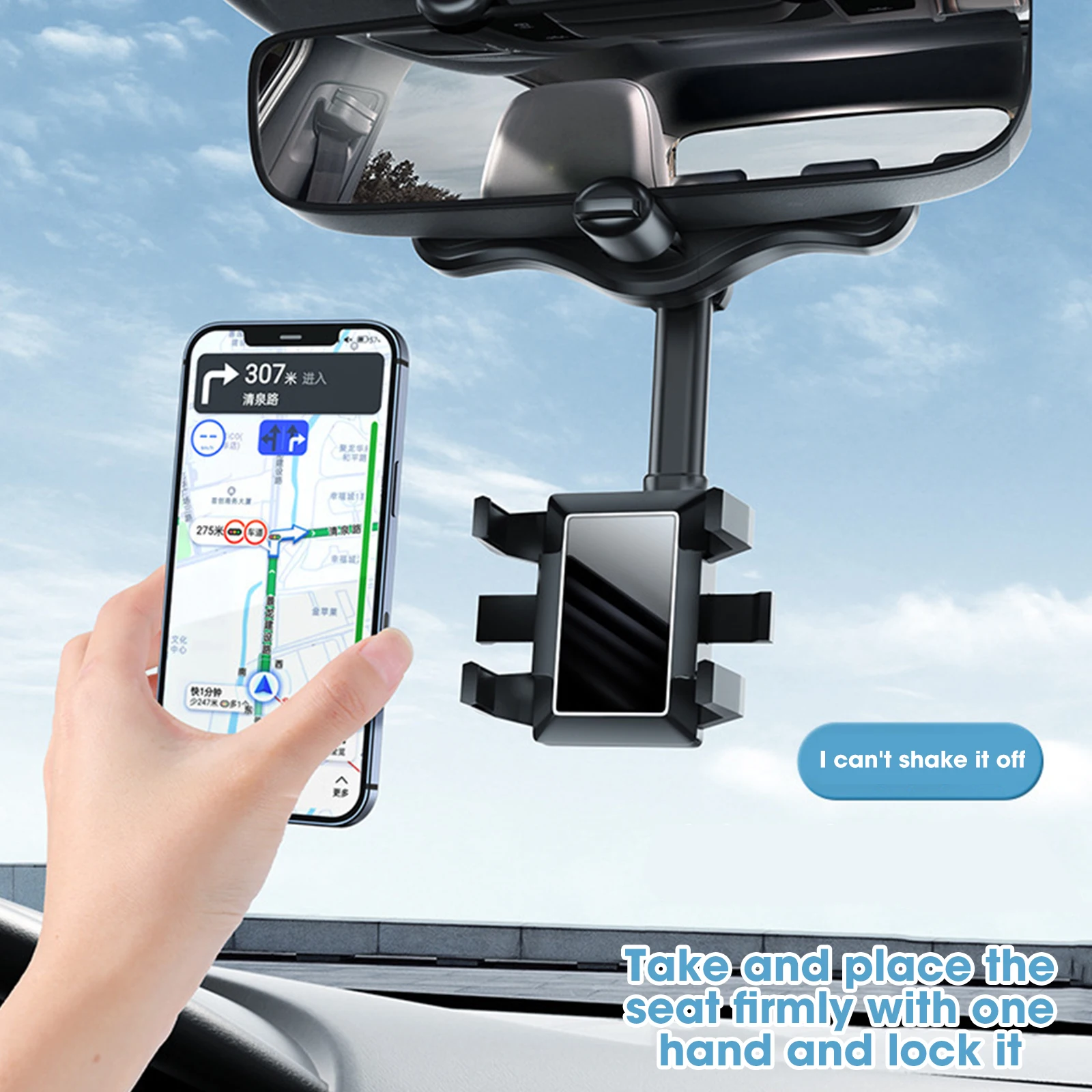 360° Rearview Mirror Phone Holder for Car Mount Phone and GPS Holder Universal Rotating Adjustable Telescopic Car Phone Holder
360° Rearview Mirror Phone Holder for Car Mount Phone and GPS Holder Universal Rotating Adjustable Telescopic Car Phone Holder