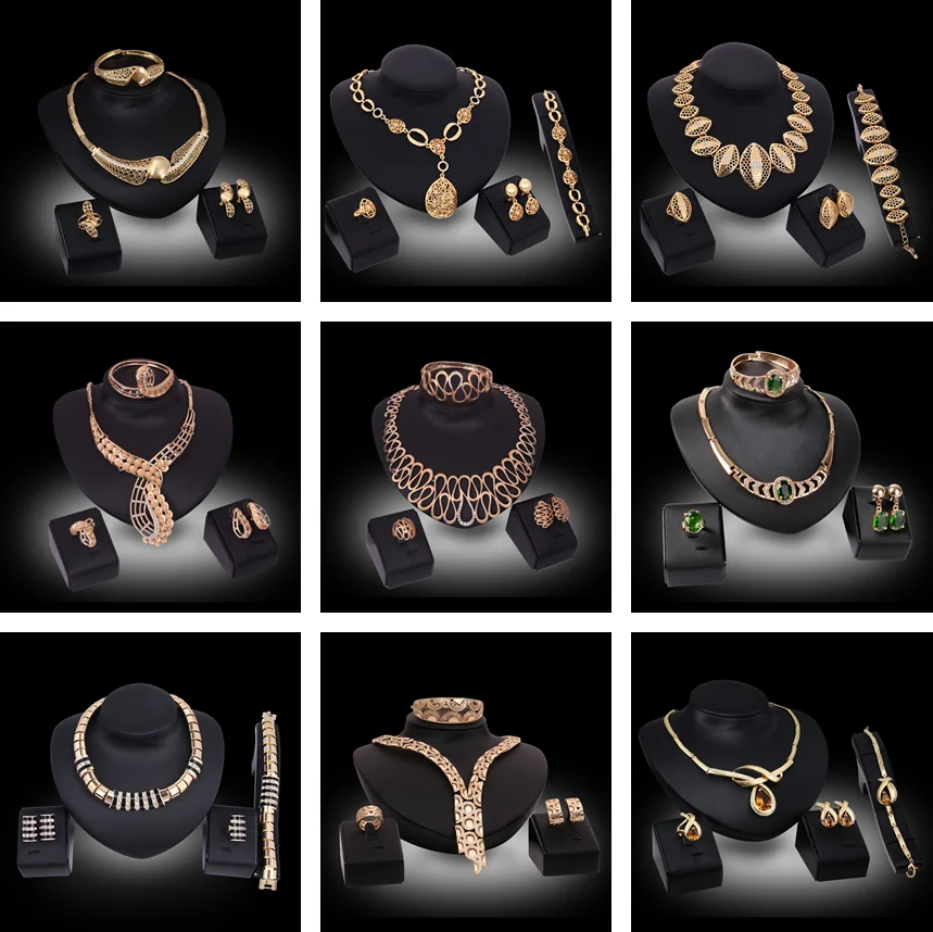 New Ladies Jewelry Set Fashion Temperament Earrings Necklaces Bracelets Rings 4 Pieces Wedding Party Accessories
New Ladies Jewelry Set Fashion Temperament Earrings Necklaces Bracelets Rings 4 Pieces Wedding Party Accessories