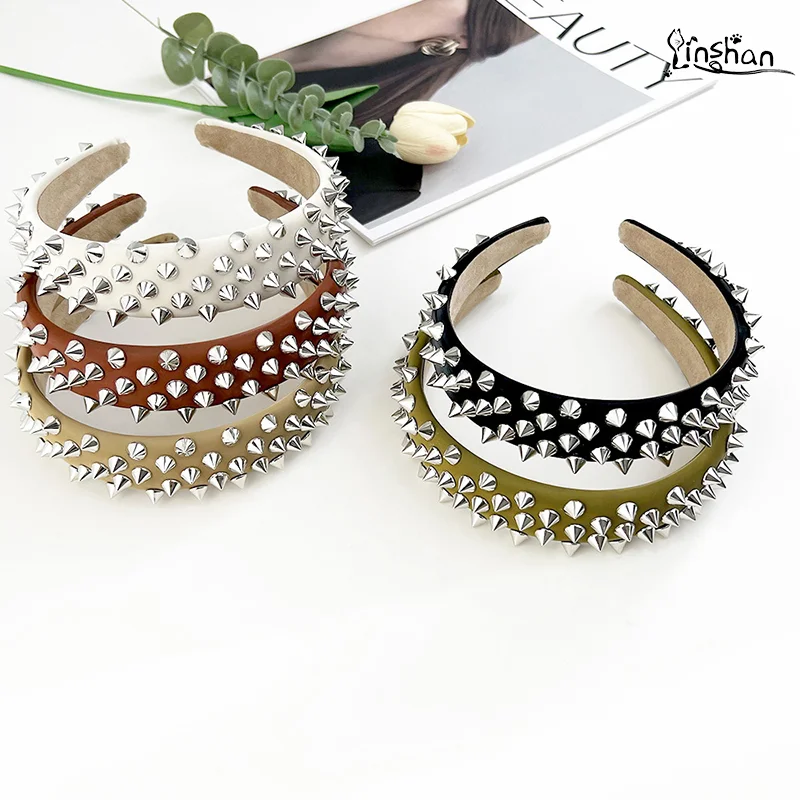 Lin Shan New Tide Cool Wide Edge Leather Hair Hoop Ins Fashion High Cranial Top Rivet Head Hoop Punk Style Hair Accessories
Lin Shan New Tide Cool Wide Edge Leather Hair Hoop Ins Fashion High Cranial Top Rivet Head Hoop Punk Style Hair Accessories