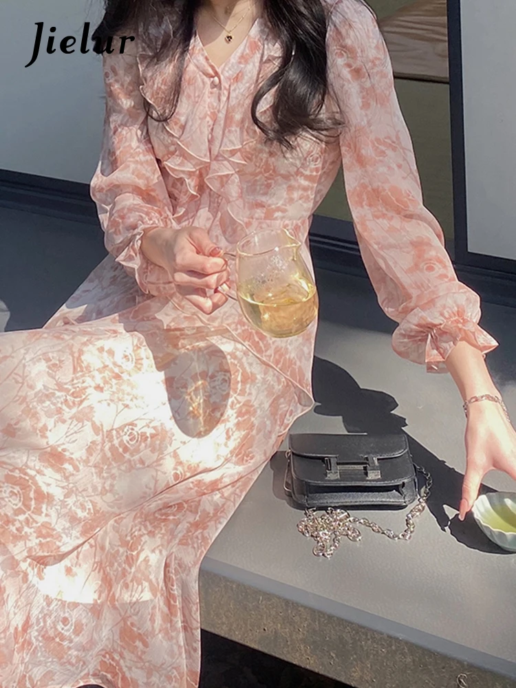 Summer Fairy One Piece Dress Korean Casual Vintage Floral Midi Dress Women Long Sleeve French Sweet Dress Office 
Summer Fairy One Piece Dress Korean Casual Vintage Floral Midi Dress Women Long Sleeve French Sweet Dress Office