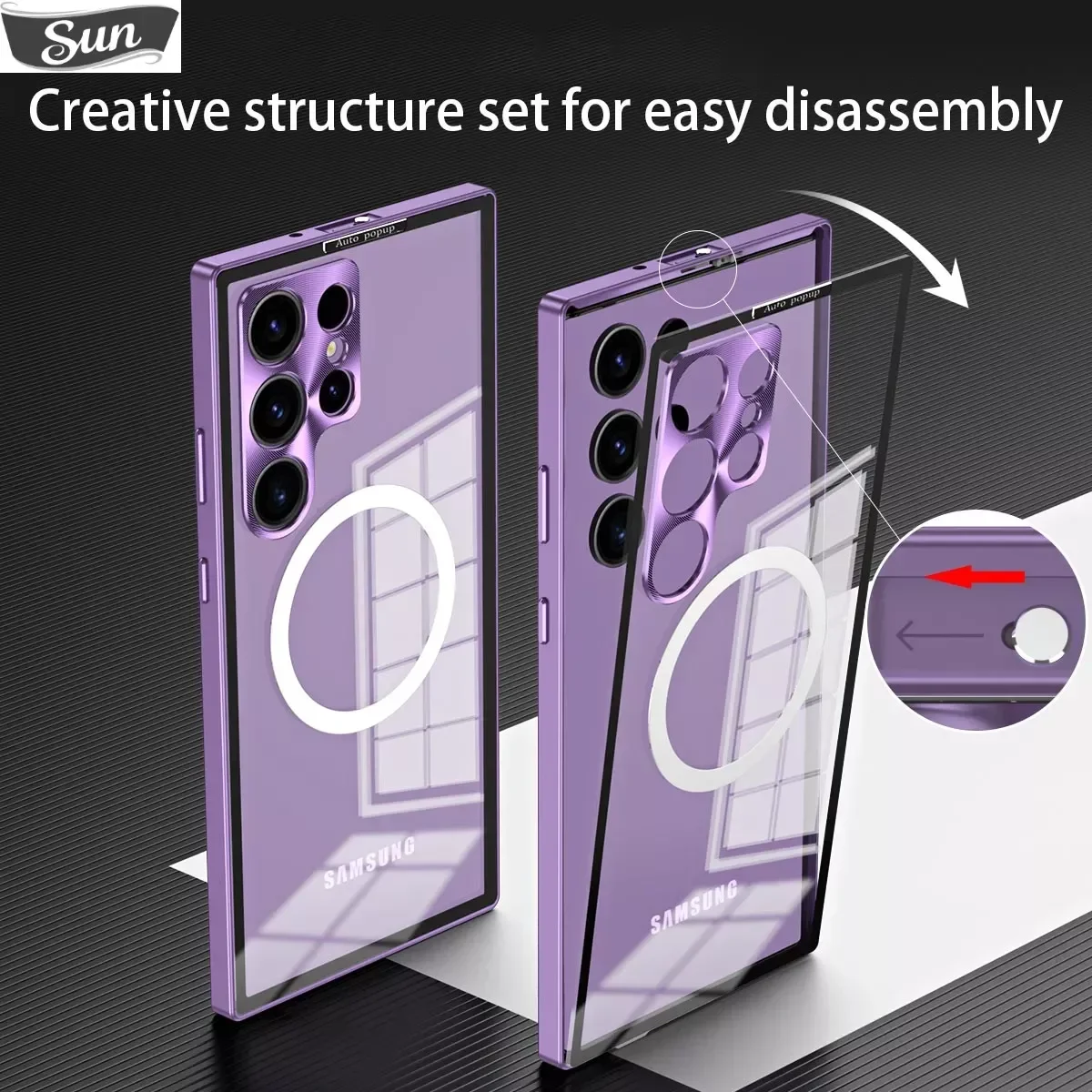 Snap Buckle Case for Samsung Galaxy S22 S23 Plus Ultra 5G for Magsafe Magnetic Wireless Charging Aluminum Alloy Frame Cover
Snap Buckle Case for Samsung Galaxy S22 S23 Plus Ultra 5G for Magsafe Magnetic Wireless Charging Aluminum Alloy Frame Cover
