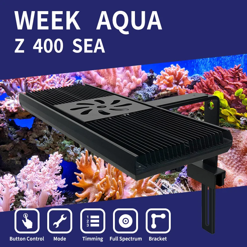 

Диммируемая светодиодная осветительная лампа WEEK AQUA Z400 для рифов, коралловых рыб, морских аквариумов, восхода, заката, аквариума