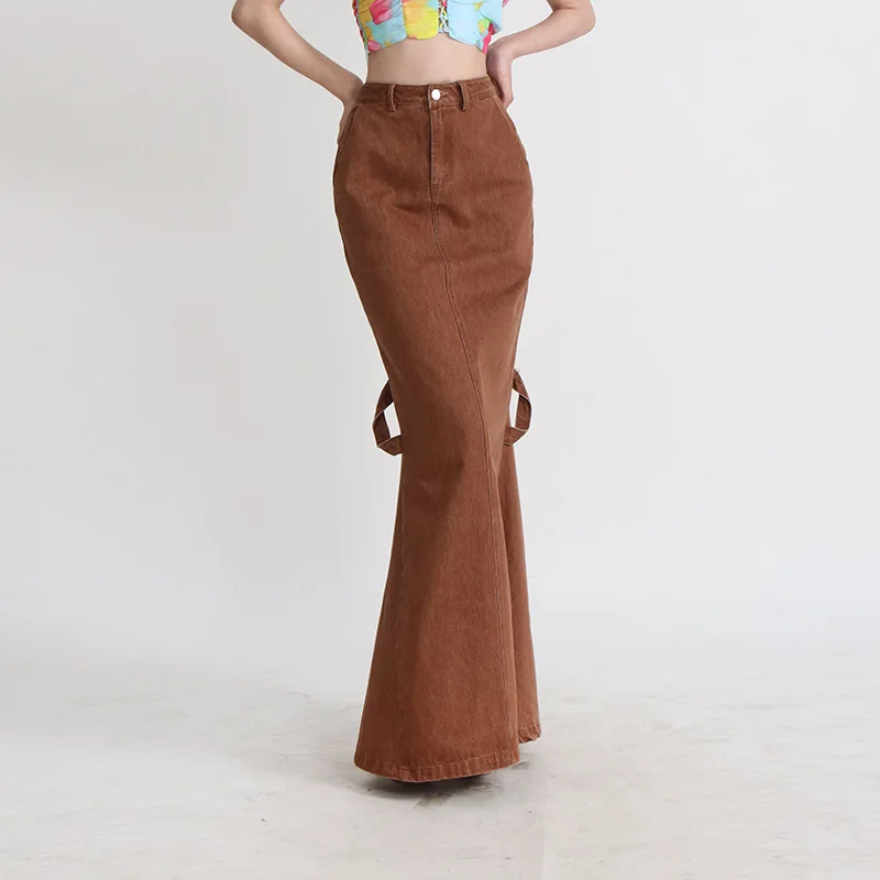 Street Spice Girls Style 2023 Fall Women's Mid-rise Long Denim Solid Color Fishtail Split Skirt Hip Long Skirt
Street Spice Girls Style 2023 Fall Women's Mid-rise Long Denim Solid Color Fishtail Split Skirt Hip Long Skirt