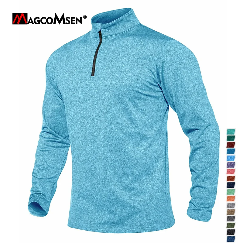 

MACOMSEN Sprin Men's Tin Fleece Sweater 1/4 Zip Turtleneck Lon Sleeve Breatable Runnin ym Pullover Tops Male Activewear
