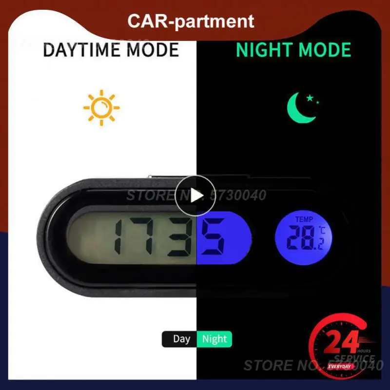 

1~7PCS Lcd Backlight Digital Display Portable Mini Luminous Thermometer Universal Auto Clocks Electronic Car Clock Time Watch