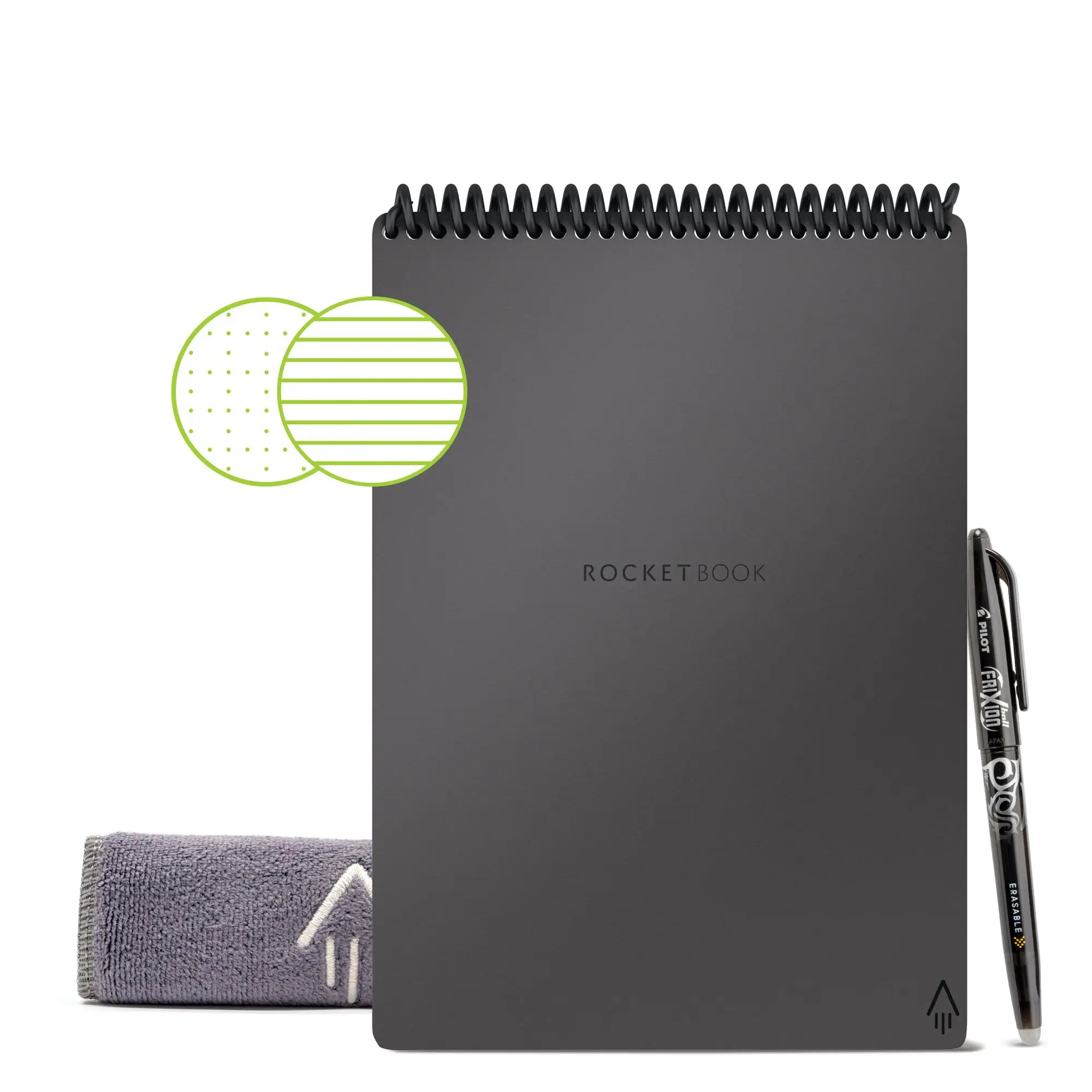Flip Digital Reusable Spiral Notepad, Gray, Executive Size Eco-friendly Notepad (6" x 8.8"), 36 Dot-Grid and Lined Pages, 1 Pen
Flip Digital Reusable Spiral Notepad, Gray, Executive Size Eco-friendly Notepad (6" x 8.8"), 36 Dot-Grid and Lined Pages, 1 Pen