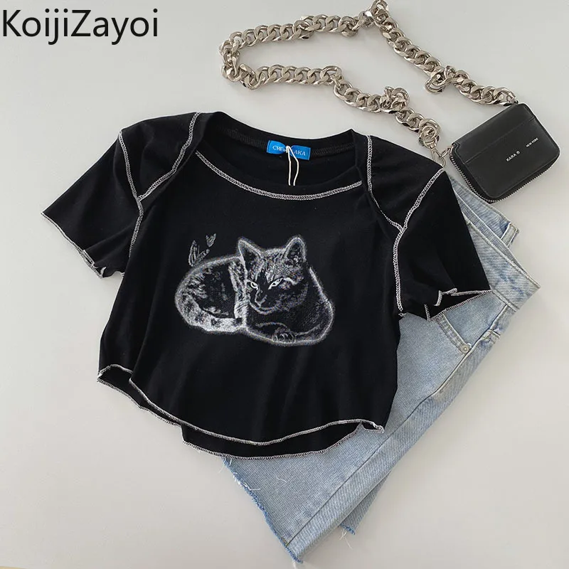 Koijizayoi Hot Sale Women Carton Cat Cropped T-shirt Girls Short Sleeves O Neck Short Tees Summer 2022 New Fashion Tees Shirts
Koijizayoi Hot Sale Women Carton Cat Cropped T-shirt Girls Short Sleeves O Neck Short Tees Summer 2022 New Fashion Tees Shirts