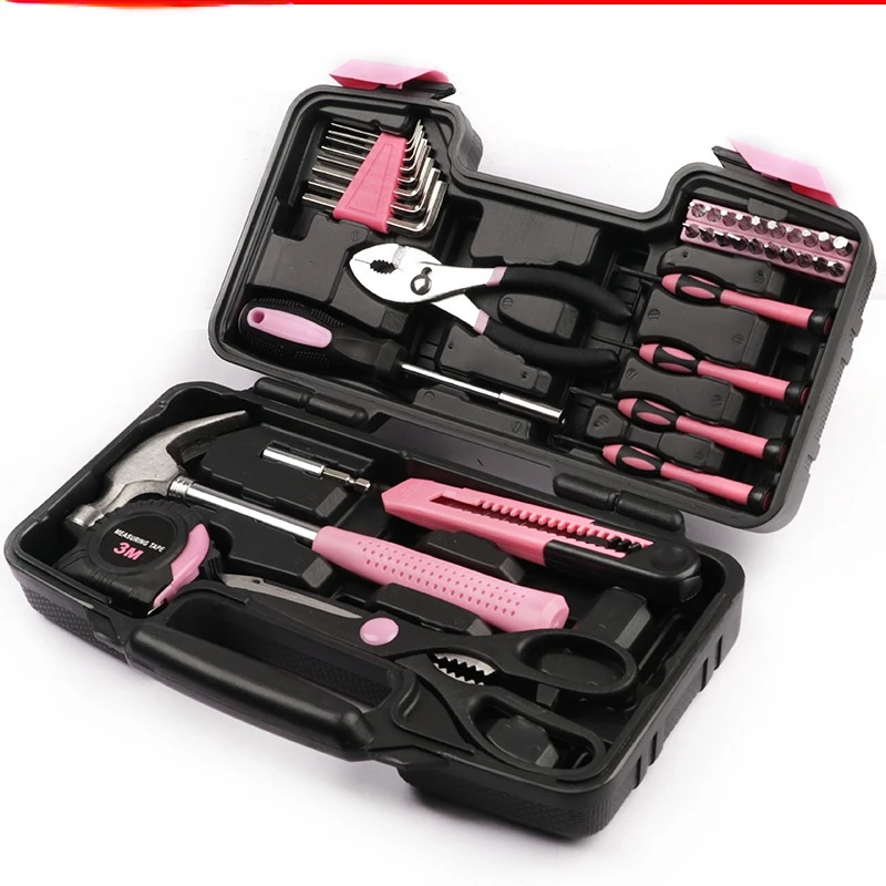 39 Pieces Pink Ladies Tool Set 45# Carbon Steel Household Tools PE Blow Molded Box Color Multi-Specification knife hand tools
39 Pieces Pink Ladies Tool Set 45# Carbon Steel Household Tools PE Blow Molded Box Color Multi-Specification knife hand tools