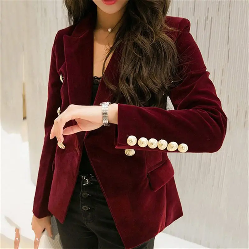 2019 Autumn Velvet Suit Jacket Fashion Buckle Slim OL Chic Long Sleeve Blazers Feminino Casual Coat Office Ladies Outerwear f866
2019 Autumn Velvet Suit Jacket Fashion Buckle Slim OL Chic Long Sleeve Blazers Feminino Casual Coat Office Ladies Outerwear f866