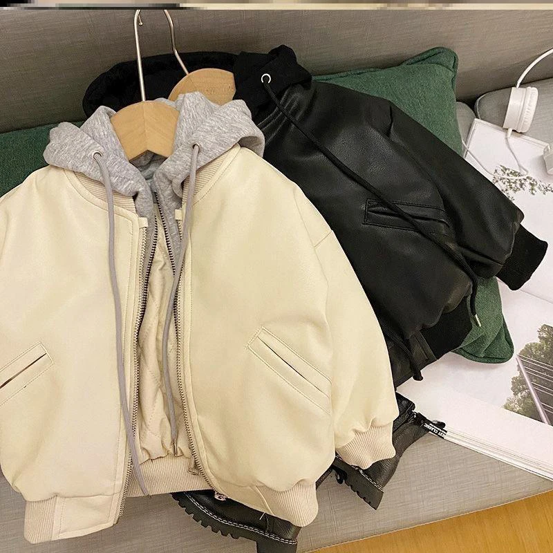 Baby Boy Jacket Boys Thickened Leather Autumn And Winter Fake Two-piece Leather Jackets Children Zipped Sports Hooded Thick Coat
Baby Boy Jacket Boys Thickened Leather Autumn And Winter Fake Two-piece Leather Jackets Children Zipped Sports Hooded Thick Coat