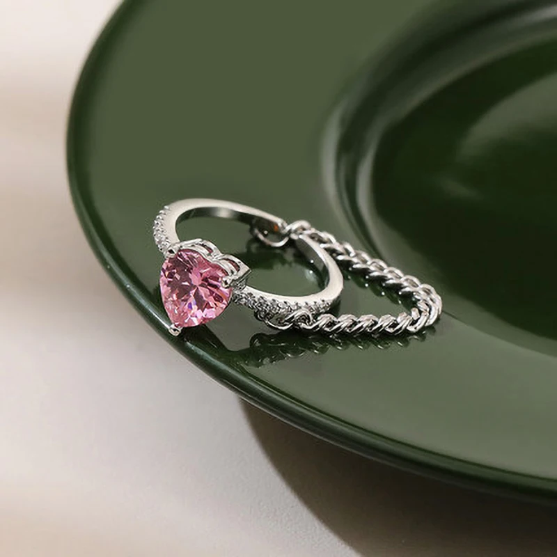 South Korea Fashion Simple Light Luxury Pink Love Chain Open Ring Collection Gift Banquet Women Jewelry Ring 2022
South Korea Fashion Simple Light Luxury Pink Love Chain Open Ring Collection Gift Banquet Women Jewelry Ring 2022