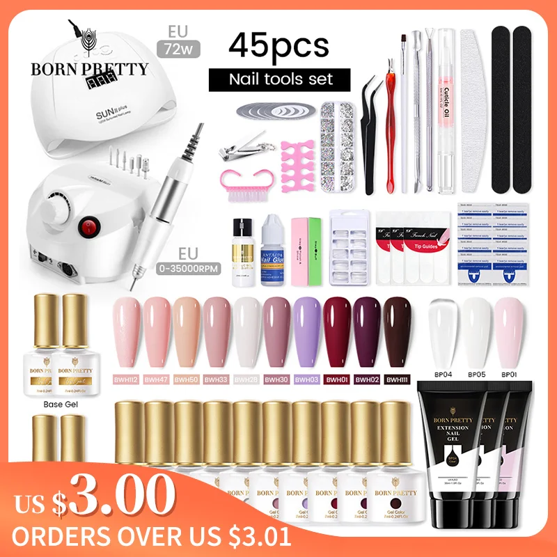 BORN PRETTY Nail Set UV LED Nail Dryer With Gel Nail Polish Extension Gel Kit Soak Off Professional Nail Art Tools Manicure 
BORN PRETTY Nail Set UV LED Nail Dryer With Gel Nail Polish Extension Gel Kit Soak Off Professional Nail Art Tools Manicure