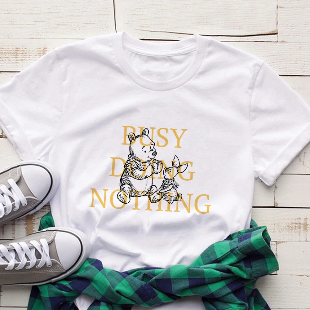 Funny Winnie The Pooh Busy Doing Nothing T Shirt Women Simple Fashion Classic Style Disney Clothes Summer Basic Tops T-shirts
Funny Winnie The Pooh Busy Doing Nothing T Shirt Women Simple Fashion Classic Style Disney Clothes Summer Basic Tops T-shirts