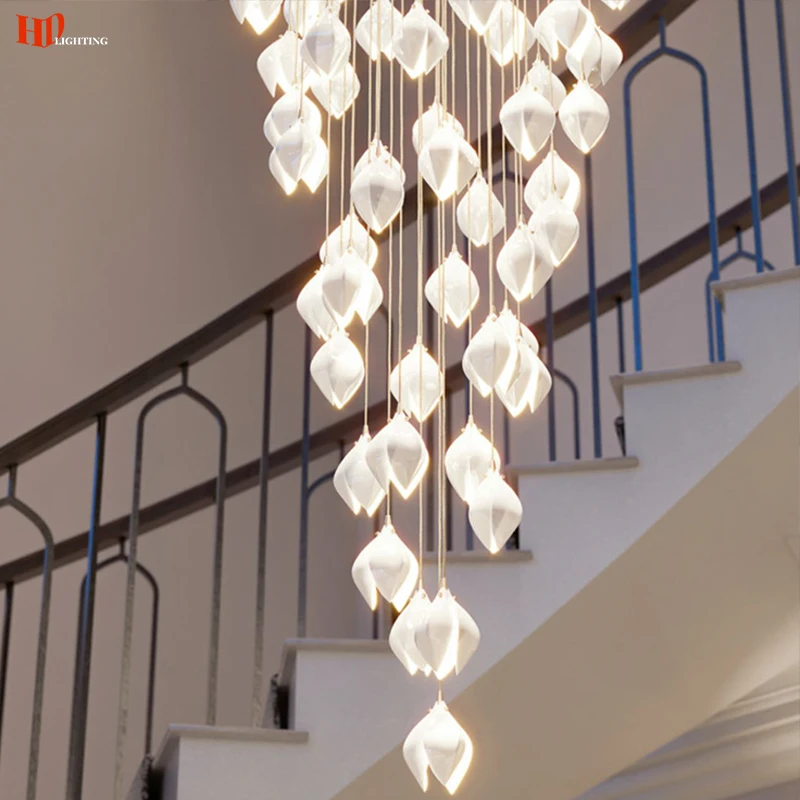 Modern LED Staircase Chandelier Ceramic Flower White Modern Lighting Living Room Bedroom Villa Duplex Decoration Luxury Loft G9
Modern LED Staircase Chandelier Ceramic Flower White Modern Lighting Living Room Bedroom Villa Duplex Decoration Luxury Loft G9