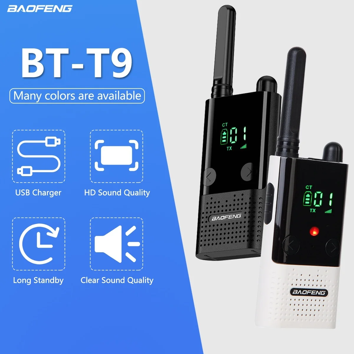 1/2 шт. Baofeng BF-T9 PMR/FRS двухсторонняя радиостанция для детей, семейная портативная лицензия, 22 канала, Портативная радиостанция
1/2 шт. Baofeng BF-T9 PMR/FRS двухсторонняя радиостанция для детей, семейная портативная лицензия, 22 канала, Портативная радиостанция