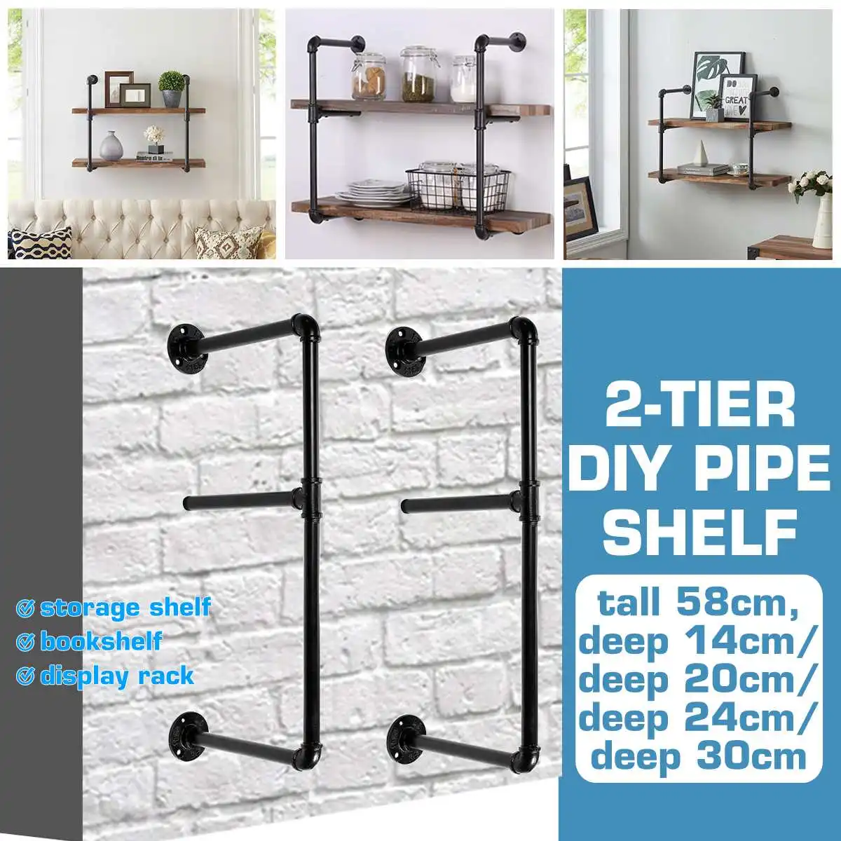 2PCS Black DIY Pipe Shelf Vintage Metal Wall Shelf Bracket Load-bearing Hanging Storage Shelves Support Industrial Iron Pipe
2PCS Black DIY Pipe Shelf Vintage Metal Wall Shelf Bracket Load-bearing Hanging Storage Shelves Support Industrial Iron Pipe