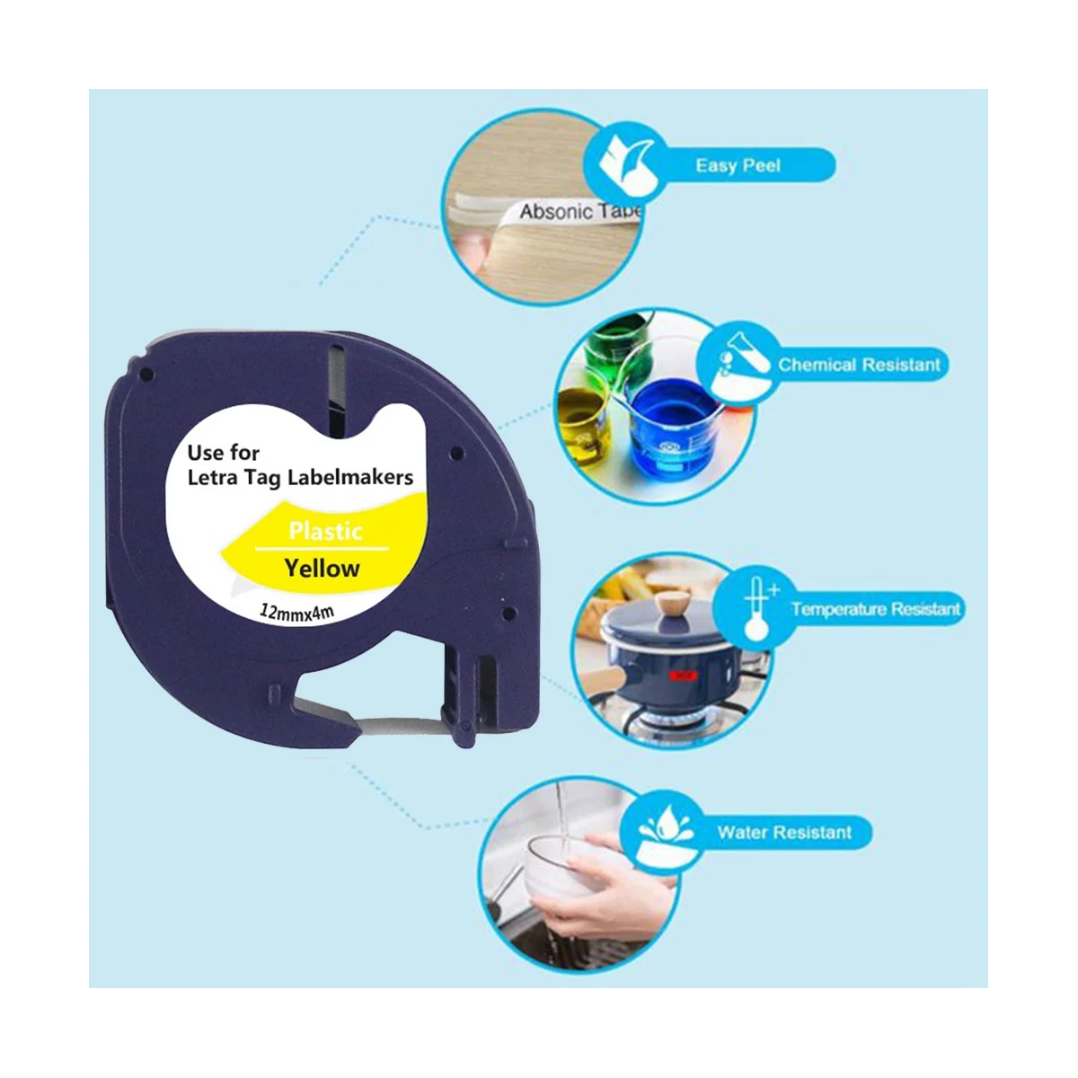 4 шт. для этикеток LetraTag серии LT100H LT100T, 91331, 12 мм x 4 м, машина для кодирования этикеток, термопечатная бумага 
4 шт. для этикеток LetraTag серии LT100H LT100T, 91331, 12 мм x 4 м, машина для кодирования этикеток, термопечатная бумага