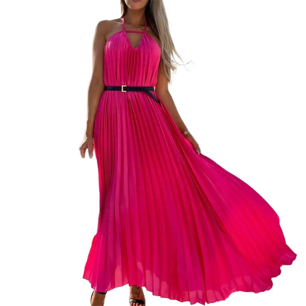 Summer Vestidos Fashion Beach Women's Maxi Dress Solid Color Casual Sleeveless Halter High Waist Pleated Dresses for women 2022
Summer Vestidos Fashion Beach Women's Maxi Dress Solid Color Casual Sleeveless Halter High Waist Pleated Dresses for women 2022