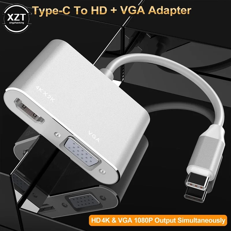 Адаптер-переходник с USB Type-C на 4K HDMI совместимый VGA для Macbook Samsung Galaxy S10/S9/S8 Huawei Mate 20/P30