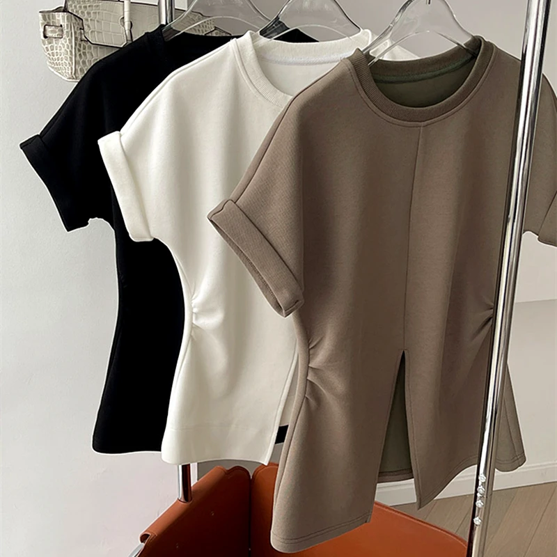 Streetwear Split Flying Sleeves T Shirts Cotton Loose Elegant Office Lady Solid Women Sexy Tops Korean Fashion Summer Plus Size
Streetwear Split Flying Sleeves T Shirts Cotton Loose Elegant Office Lady Solid Women Sexy Tops Korean Fashion Summer Plus Size