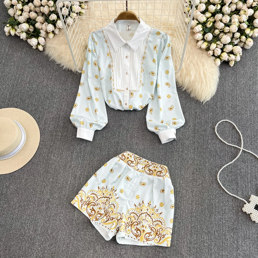 Light Luxury Temperament Lapel Bubble Long-sleeved Loose Printed Shirt High-waisted Wide-leg Shorts Two-piece Set
Light Luxury Temperament Lapel Bubble Long-sleeved Loose Printed Shirt High-waisted Wide-leg Shorts Two-piece Set
