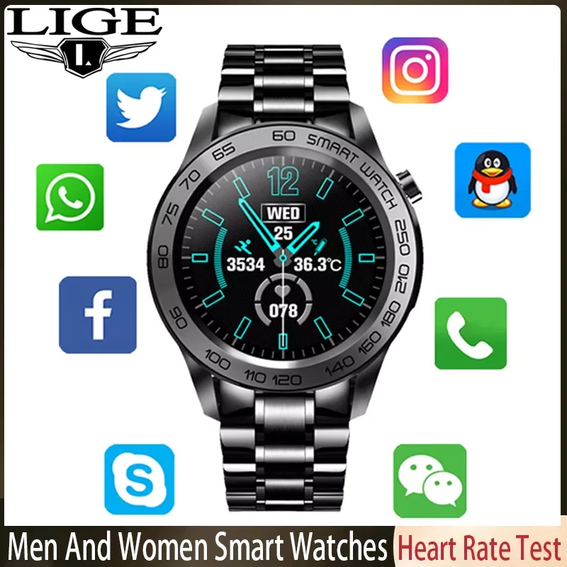 LIGE Men Steel Band Smart Watch Full Touch Screen Body Temperature Activity Sport Clocks Fitness New Men Waterproof SmartWatches
LIGE Men Steel Band Smart Watch Full Touch Screen Body Temperature Activity Sport Clocks Fitness New Men Waterproof SmartWatches