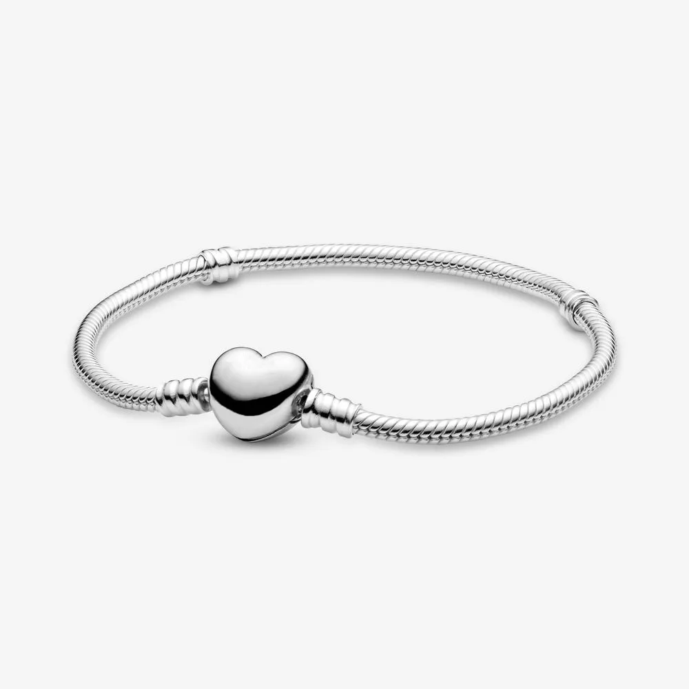 

Женский браслет-цепочка из серебра 100% пробы, с застежкой в форме сердца