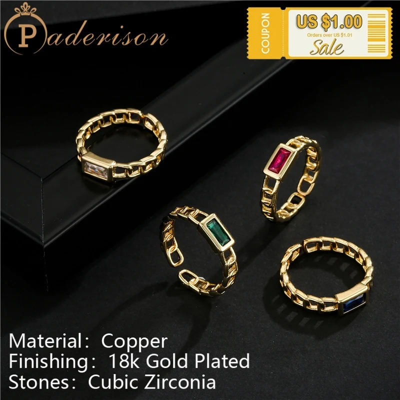 Simple Vintage Square Zircon Chain Opening Ring for Women Retro Geometric Hollow Adjustable Ring Copper 18k Gold-plated
Simple Vintage Square Zircon Chain Opening Ring for Women Retro Geometric Hollow Adjustable Ring Copper 18k Gold-plated