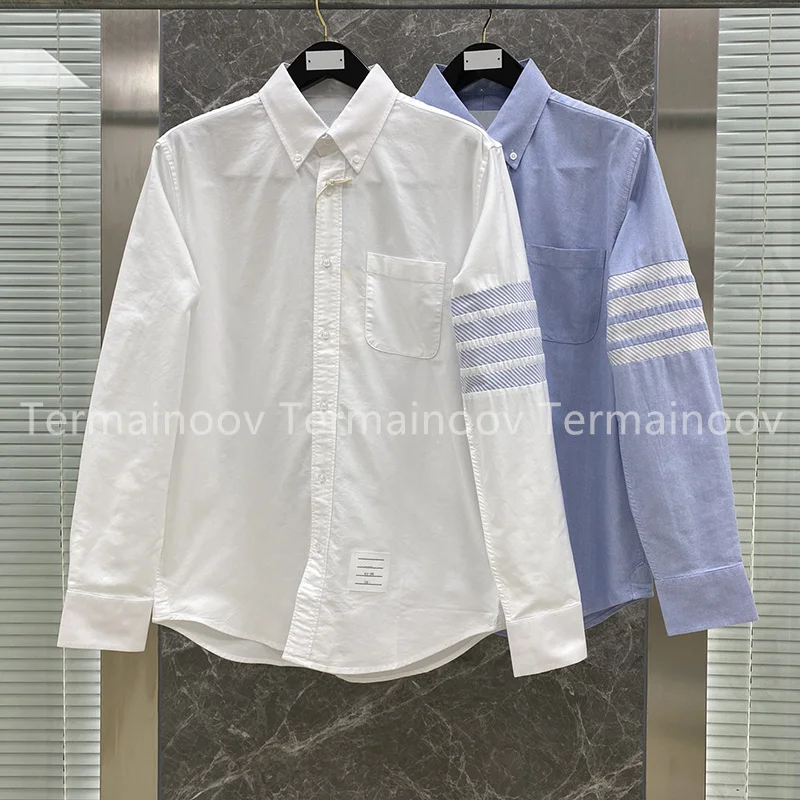 TB Shirts Men Blue Striped Brand New Dress Patchwork Full Sleeve Shirt Formal Business Men Shirts Turndown Collar Men Clothing
TB Shirts Men Blue Striped Brand New Dress Patchwork Full Sleeve Shirt Formal Business Men Shirts Turndown Collar Men Clothing