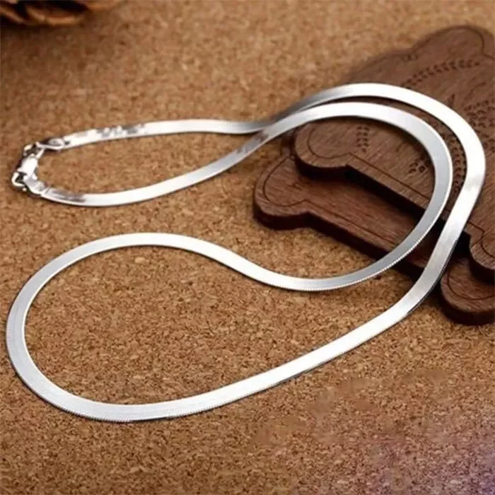 Silver color 4MM chain Necklace for Women Luxury Couple Fine Jewelry Blade Chain wedding gift choker Clavicle Necklace
Silver color 4MM chain Necklace for Women Luxury Couple Fine Jewelry Blade Chain wedding gift choker Clavicle Necklace