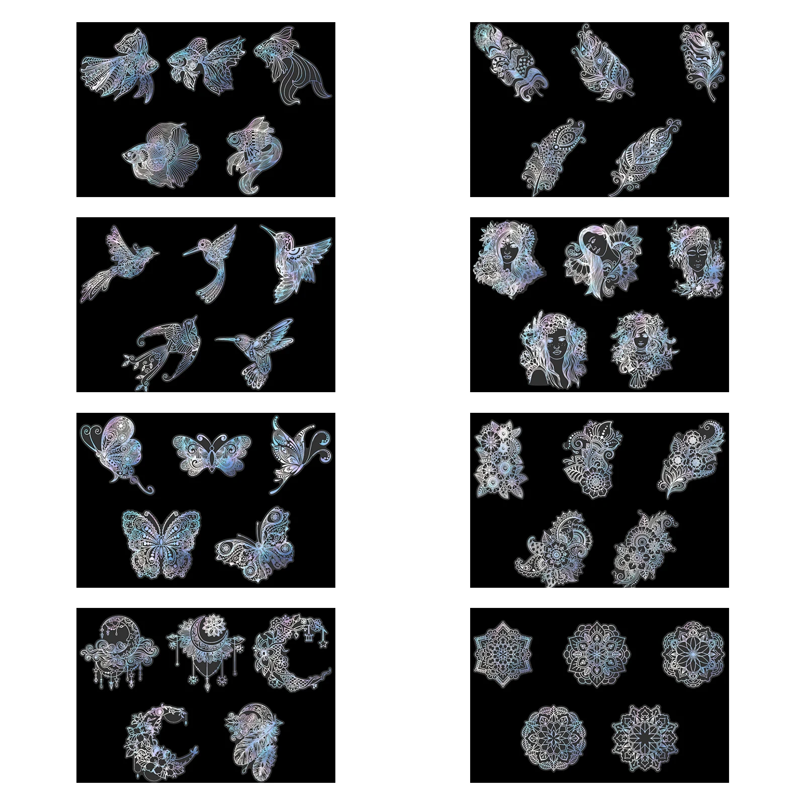 8pcs Iridescent Transparent For Scrapbook Junk Journal Glitter Laptops Holographic Stickers Shiny Decorative Waterproof Planners
8pcs Iridescent Transparent For Scrapbook Junk Journal Glitter Laptops Holographic Stickers Shiny Decorative Waterproof Planners