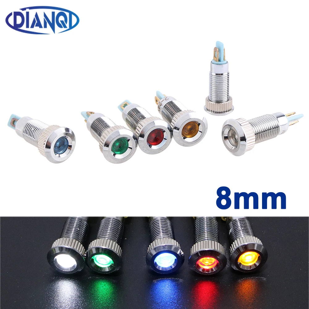 Водонепроницаемый металлический светодиодный индикатор DMWD 8 мм