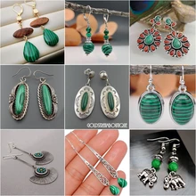 Classic Green Stone Earring Vintage Bohemia Carving Wind Chimes Shape Dangle Retro Ethnic Long s For Women