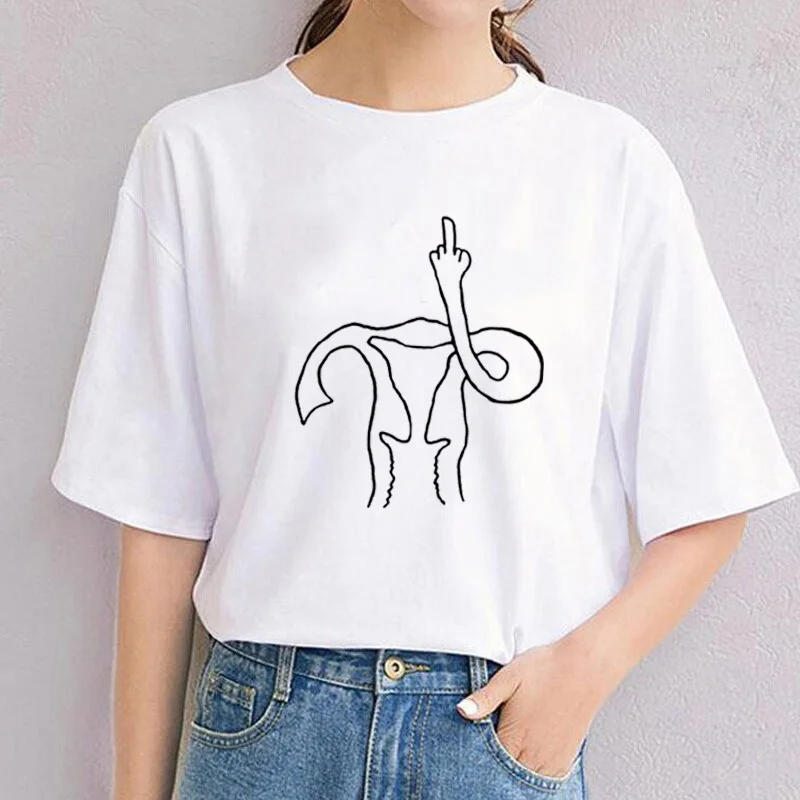 Uterus Middle Finger Camiseta Feminist Women T Shirt Top Short Sleeve Funny shirt Cotton Graphic Tee Shirt high-quality Femme
Uterus Middle Finger Camiseta Feminist Women T Shirt Top Short Sleeve Funny shirt Cotton Graphic Tee Shirt high-quality Femme
