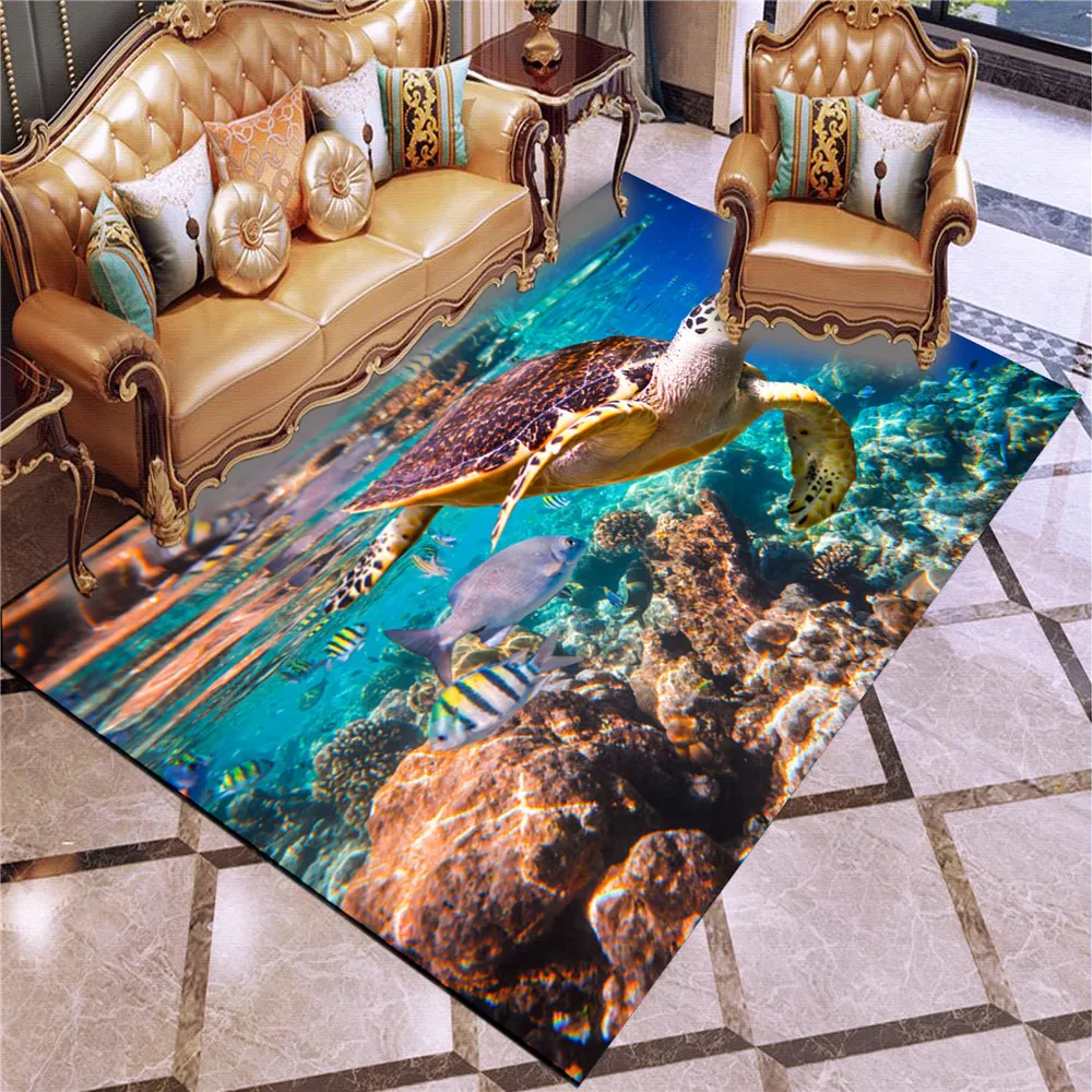 Marine Life Sea Turtle Carpet for Living Room Ocean Lovers Home Decor Anti-slip Polyester Floor Rugs Digital Printing Coral Mats
Marine Life Sea Turtle Carpet for Living Room Ocean Lovers Home Decor Anti-slip Polyester Floor Rugs Digital Printing Coral Mats
