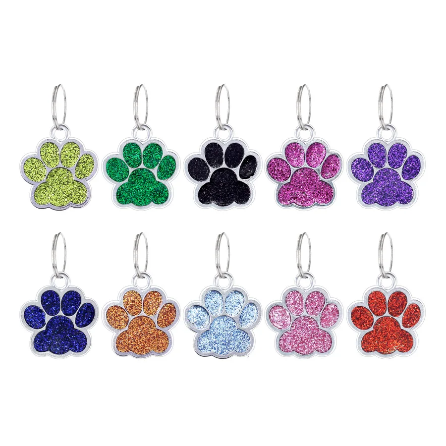 

Personalized Dog Cat Tags Engraved Cat Dog Puppy Pet ID Name Collar Tag Pendant Pet Accessories Paw Glitter Pendant