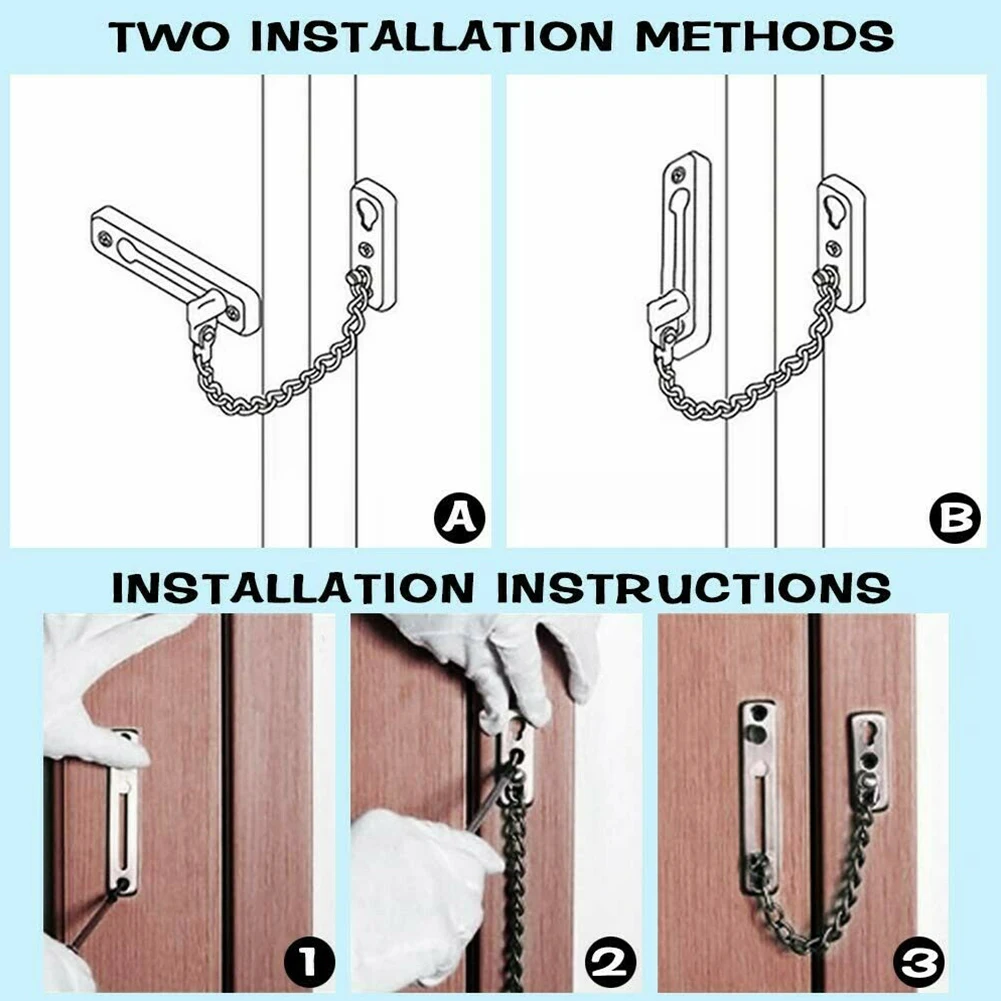 Door Chain Lock Stainless Steel Security Chain Guard Spring Anti Theft Press Heavy Duty Slide Catch Latch Screw Guard Accessorie
Door Chain Lock Stainless Steel Security Chain Guard Spring Anti Theft Press Heavy Duty Slide Catch Latch Screw Guard Accessorie