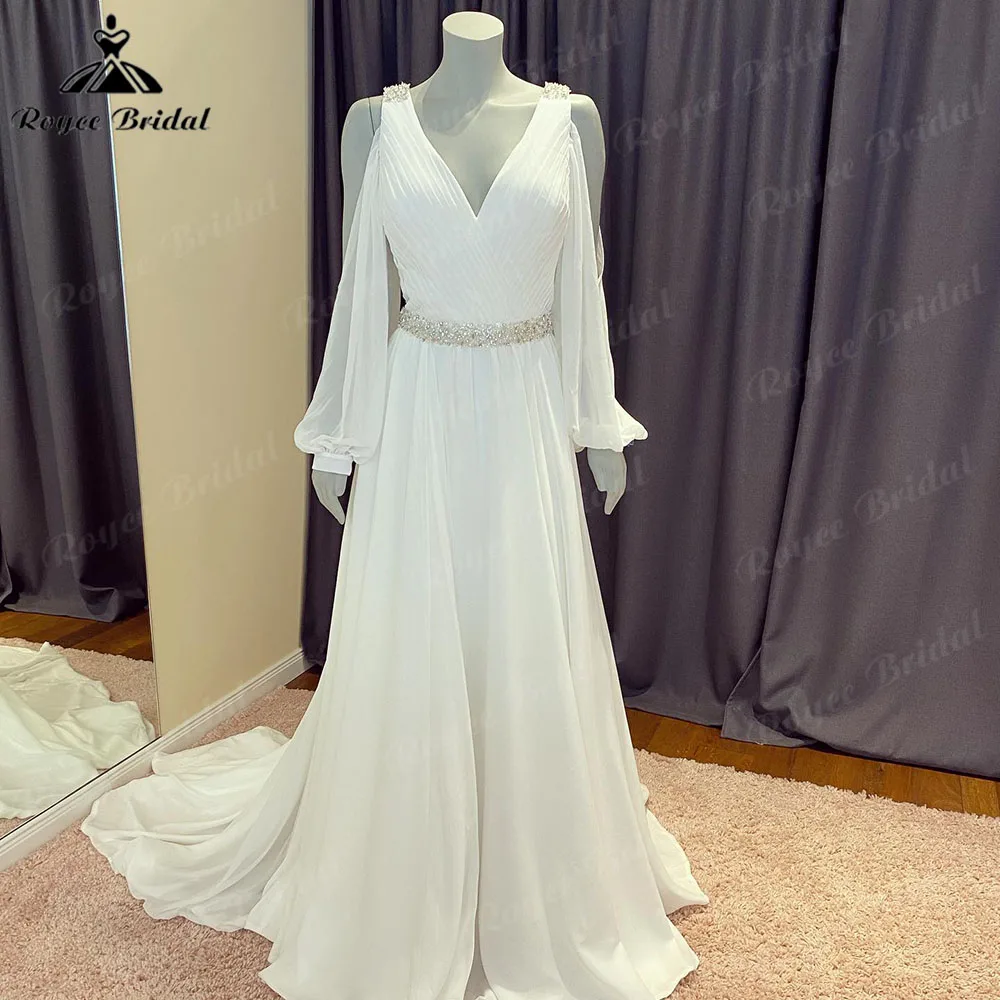 Summer Pleats Puff Long Sleeve Chiffon Beads Women Wedding Dress with V Neck 2024 Bridal Gown sukienka na wesele Roycebridal
Summer Pleats Puff Long Sleeve Chiffon Beads Women Wedding Dress with V Neck 2024 Bridal Gown sukienka na wesele Roycebridal