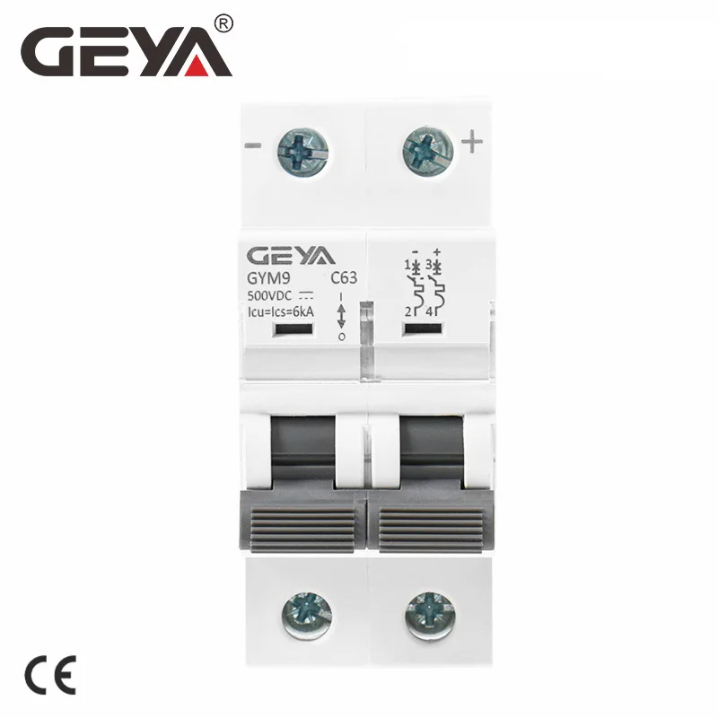 GEYA Din Rail DC MCB 6KA 2P 500V Mini Circuit Breaker DC 6A 10A 16A 20A 25A 32A 40A 50A 63A MCB for Solar PV system
GEYA Din Rail DC MCB 6KA 2P 500V Mini Circuit Breaker DC 6A 10A 16A 20A 25A 32A 40A 50A 63A MCB for Solar PV system