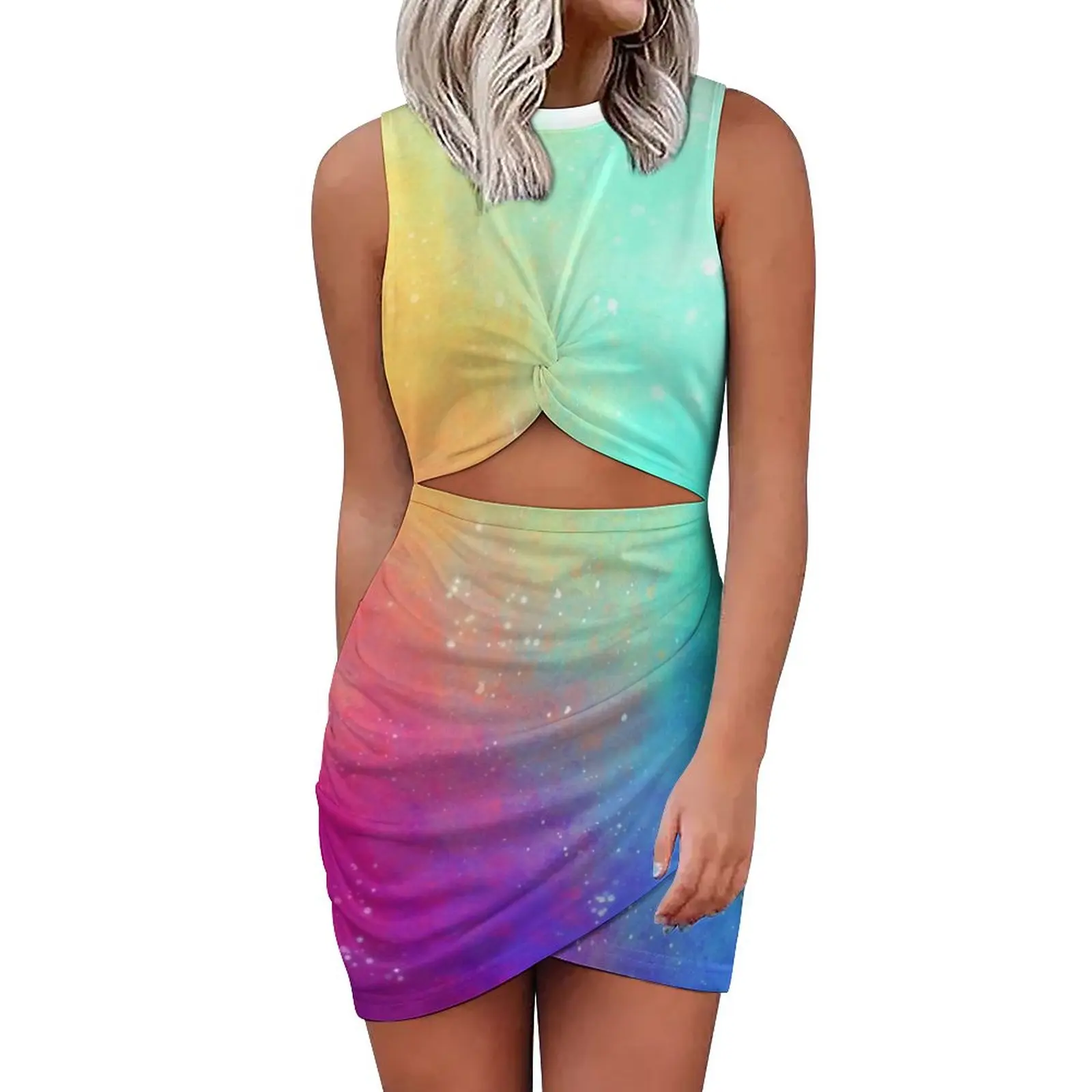 Colorful Galaxy Sky Mini Dress Hollow Out Rainbow Print Trendy Dresses Summer Female Party Printed Bodycon Dress Large Size 5XL
Colorful Galaxy Sky Mini Dress Hollow Out Rainbow Print Trendy Dresses Summer Female Party Printed Bodycon Dress Large Size 5XL