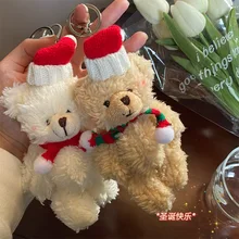 Christmas Limited Plush Bear Keychain Instagram Couple Sister Bag Pendant Cute Pendant Christmas Gift