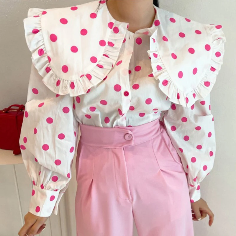 Clothland Women Elegant Polka Dot Blouse Ruffles Long Sleeve Shirts European Style Chic Casual Female Tops Blusa LA418
Clothland Women Elegant Polka Dot Blouse Ruffles Long Sleeve Shirts European Style Chic Casual Female Tops Blusa LA418