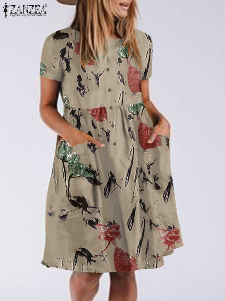 Bohemian Floral Dress 2022 ZANZEA Summer Women Short Sleeve Vintage Print Holiday Vestidos Elegant Party Knee Length Dress Femme
Bohemian Floral Dress 2022 ZANZEA Summer Women Short Sleeve Vintage Print Holiday Vestidos Elegant Party Knee Length Dress Femme