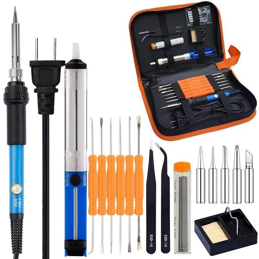 60W 110V/220V Electric Soldering Iron Kit with Adjustable Temperature Welding Tool Ceramic Heater Soldering Tips Rework
60W 110V/220V Electric Soldering Iron Kit with Adjustable Temperature Welding Tool Ceramic Heater Soldering Tips Rework