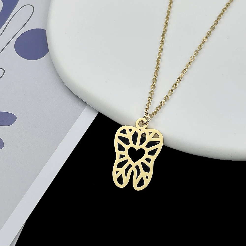 Personalized Stainless Steel Jewelry Necklace Women Fashion Teeth Hollow Out Love Heart Pendant Choker Men Gold Chains Wholesale
Personalized Stainless Steel Jewelry Necklace Women Fashion Teeth Hollow Out Love Heart Pendant Choker Men Gold Chains Wholesale
