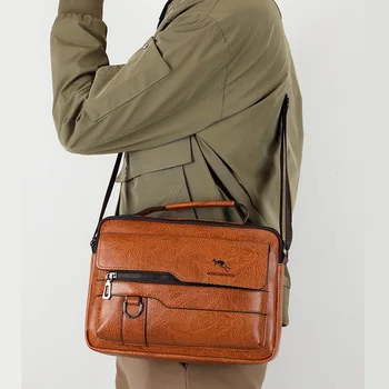 WEIXIER PU Leather Bag Mens Handbag Vintage Messenger Men Shoulder s Male Briefcase Casual tote bag Handbags for men