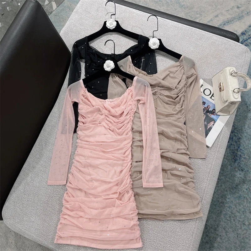 BORVEMAYS 2023 Autumn New Fashion Trend Mesh Long Sleeve Square Collar Solid Color High Waist Temperament Dress Women WX183
BORVEMAYS 2023 Autumn New Fashion Trend Mesh Long Sleeve Square Collar Solid Color High Waist Temperament Dress Women WX183