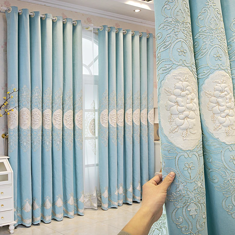 Modern European Style Baby Blue Curtains for Girl's Living Room Bedroom Dining Luxury Embossed Embroidered Window Drapes Custom
Modern European Style Baby Blue Curtains for Girl's Living Room Bedroom Dining Luxury Embossed Embroidered Window Drapes Custom