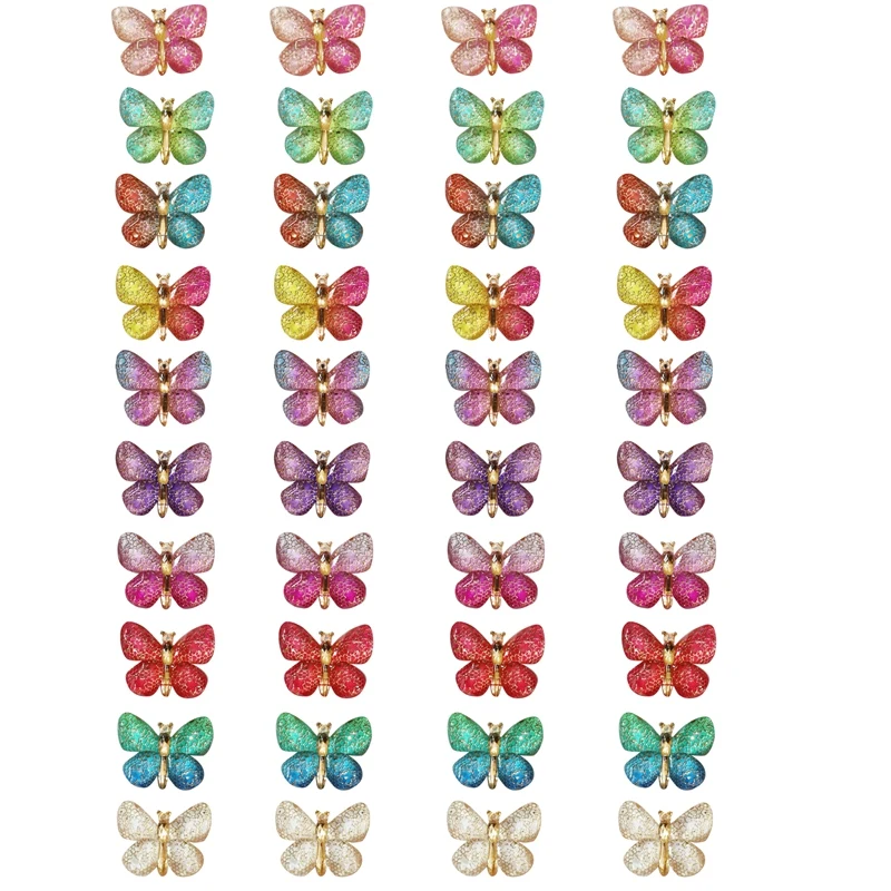

40Pcs Multicolored Beautiful Butterflies Resin Scrapbooking Embellishments Flat Back DIY Art Projects Craft Making